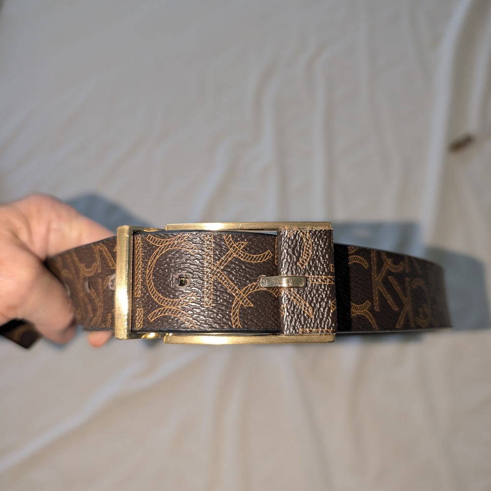 Calvin Klein Brown and Gold Belt